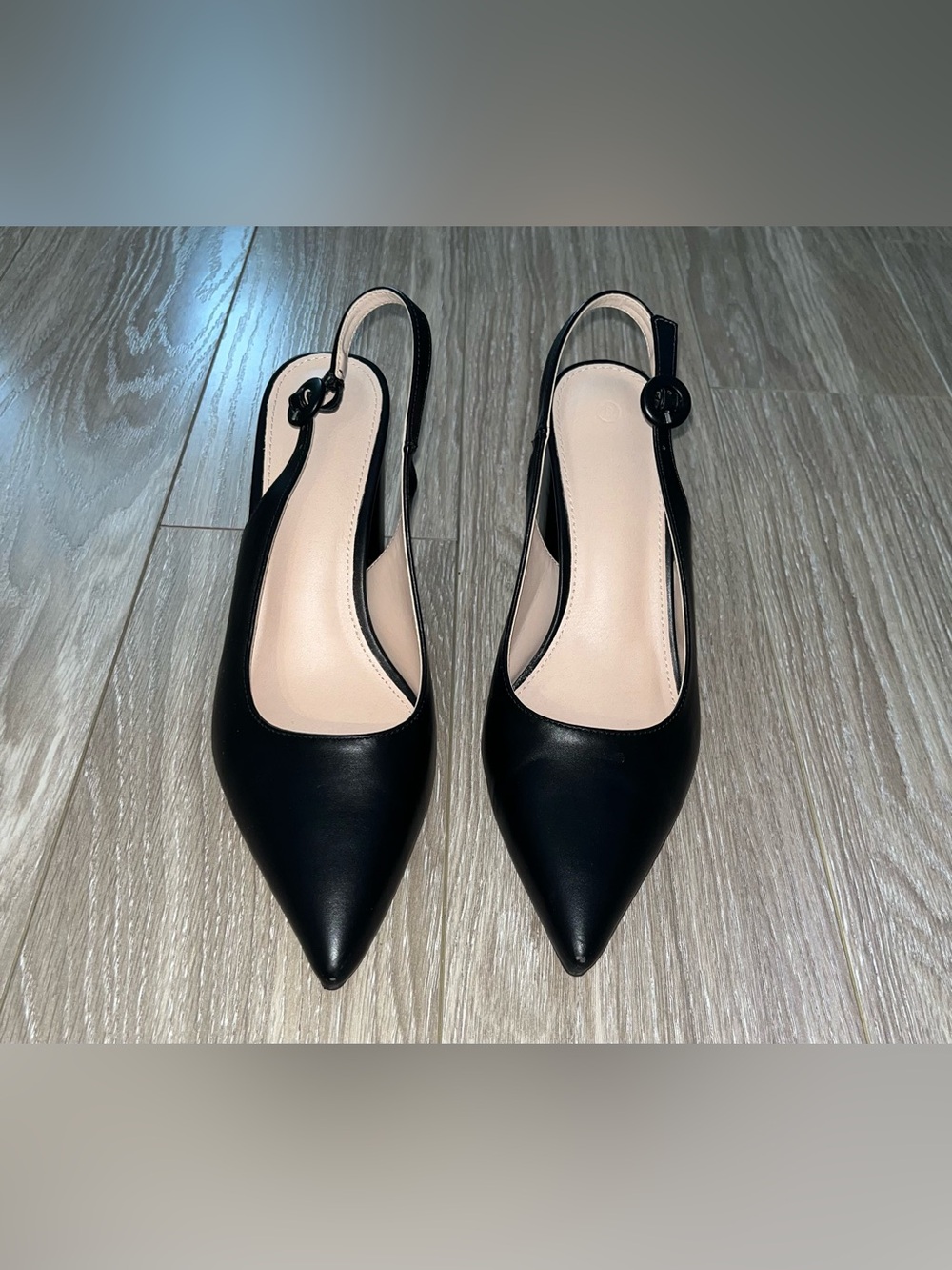 Women’s Black Pointed Slingback Pump with Low Heel